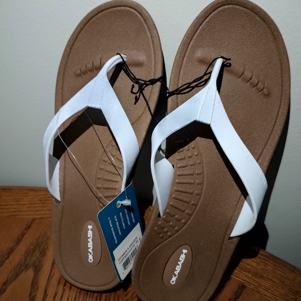 Okabashi Brown and White Flip Flops Size L